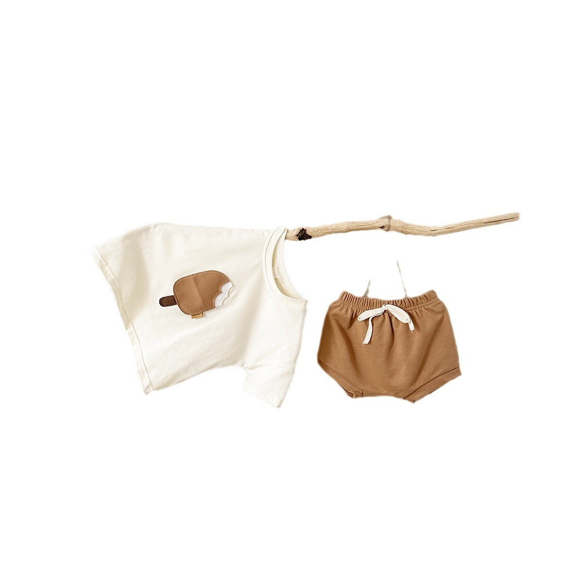 Baby's Cotton Ice Cream Patch Short Sleeve 2-Piece Set