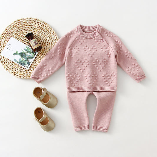 Baby's Knitted Sweater And Pants 2-Piece Set