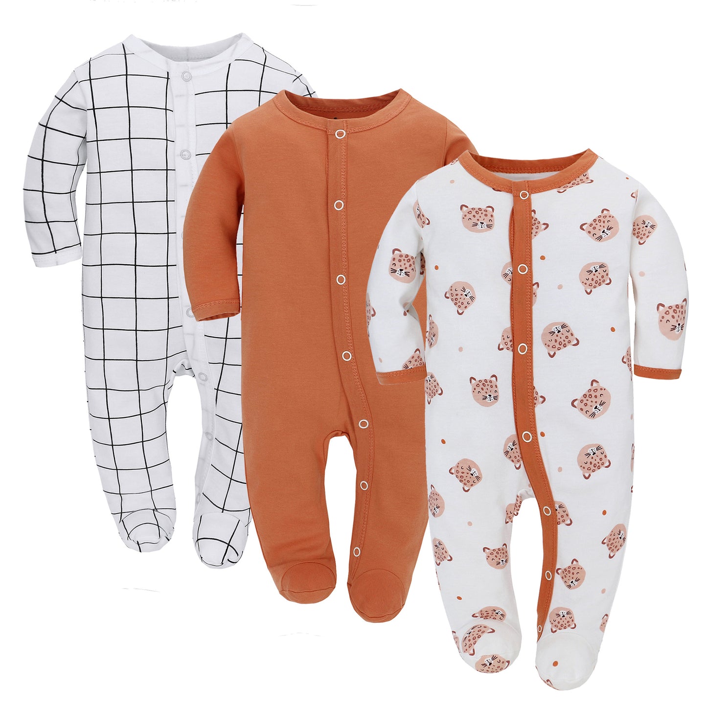 Set of 3 Baby's Jumpsuit Long Sleeve Romper Onesies