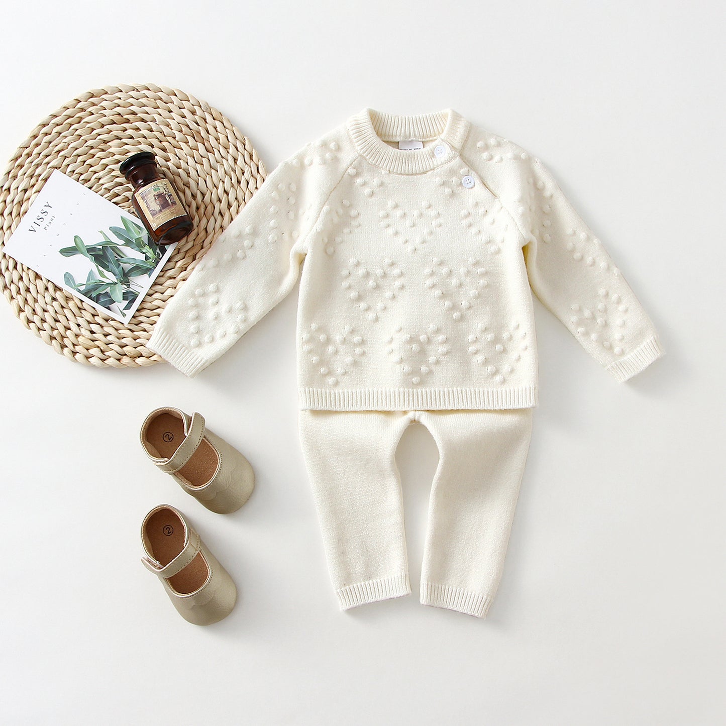 Baby's Knitted Sweater And Pants 2-Piece Set